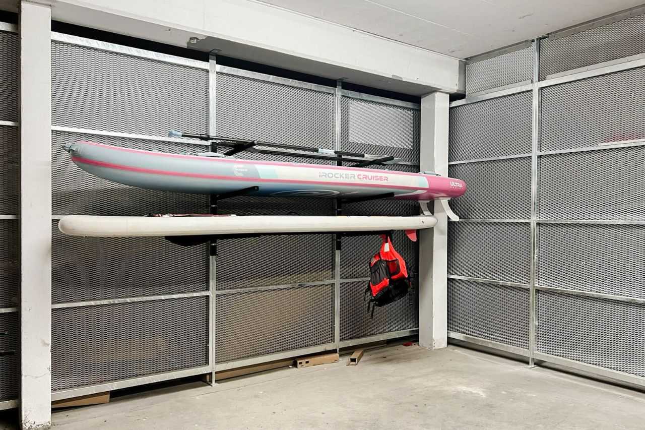 Image bike room stand up paddle storage